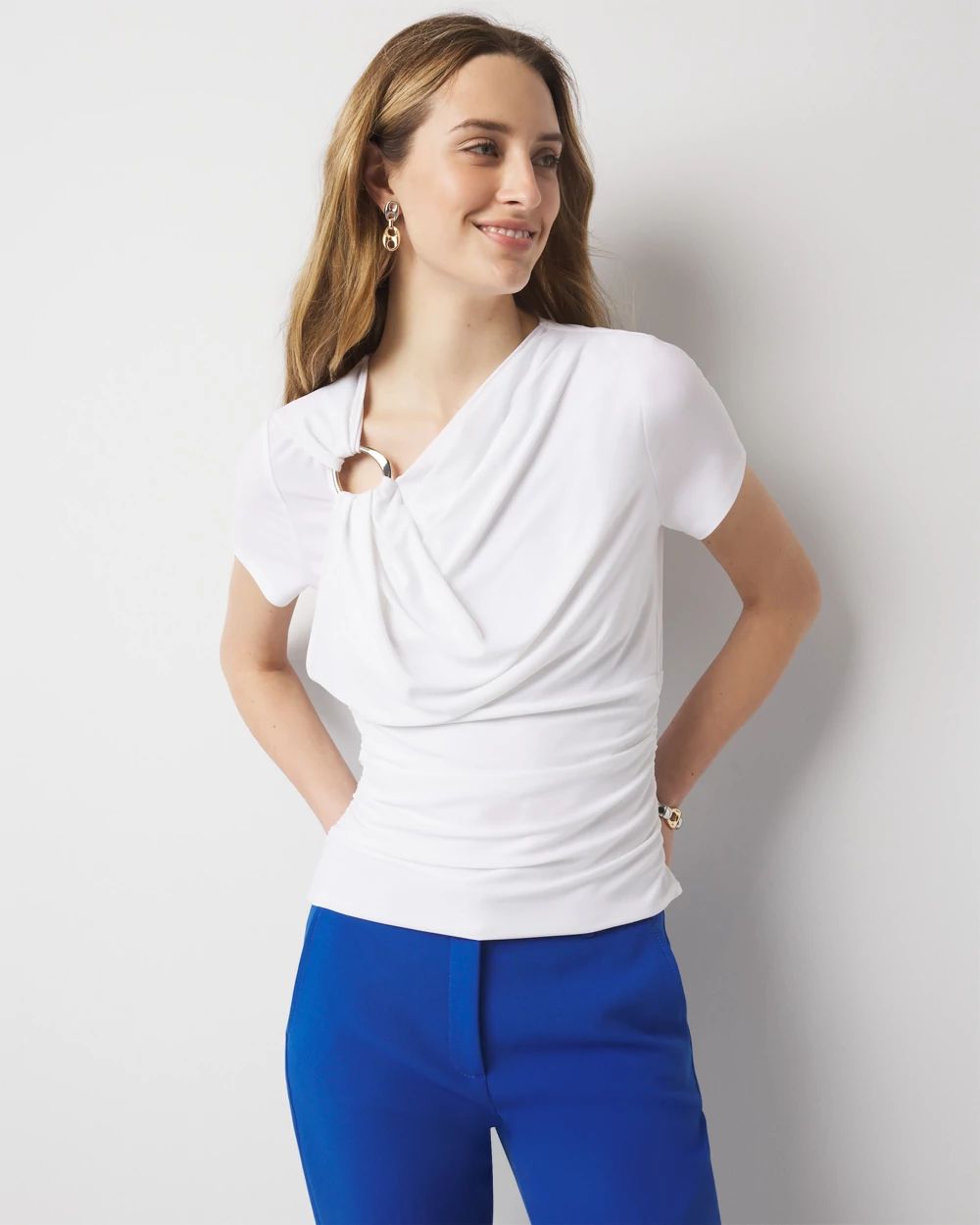 Scheat 2way drape tops_white TWIST DRAPE TOP WHITE | Chosen by